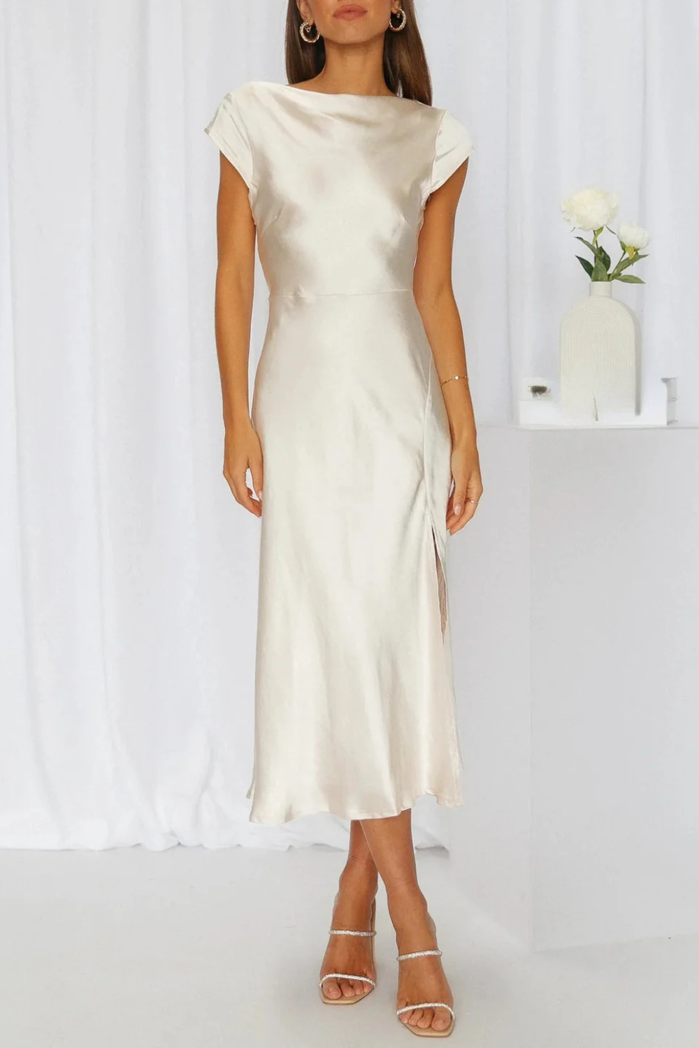 Women’s Elegant Satin Midi Dress Prescott Mode