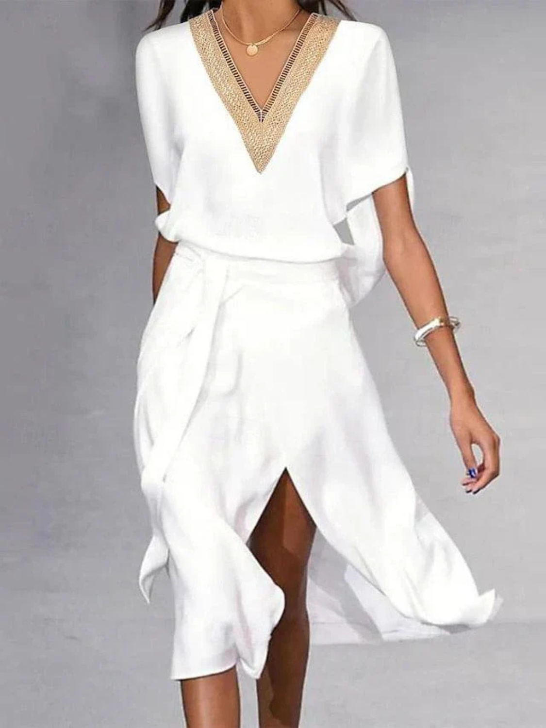 Women’s Elegant Summer V-Neck Midi Dress Prescott Mode