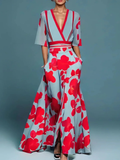 Women’s Floral V-Neck Maxi Dress with Belt Prescott Mode