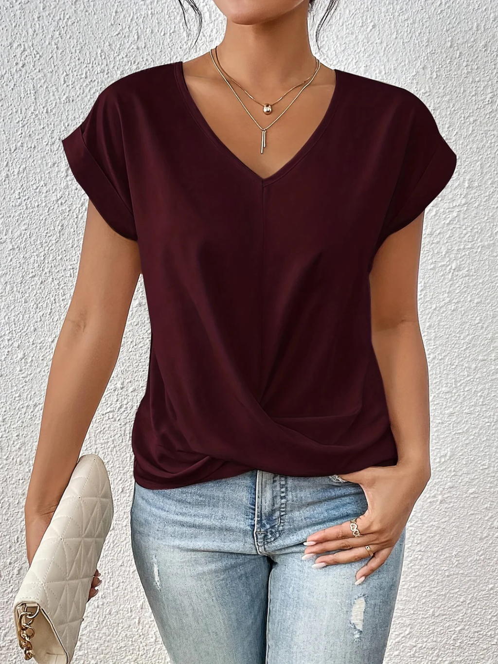 Women’s Loose Fit V-Neck Blouse Prescott Mode