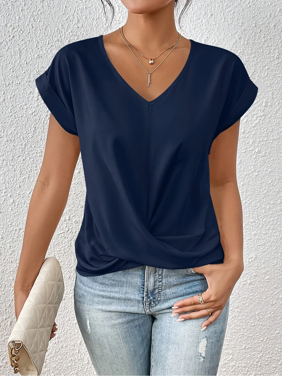 Women’s Loose Fit V-Neck Blouse Prescott Mode