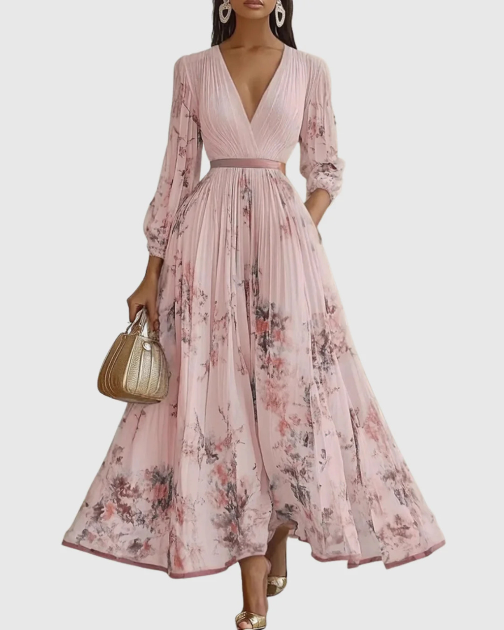 Women’s Pleated Floral Maxi Dress Prescott Mode