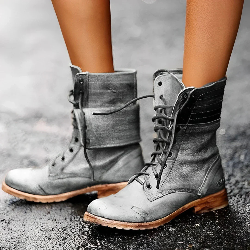 Amalia | Women's Retro Leather Lace-Up Ankle Boots Prescott Mode