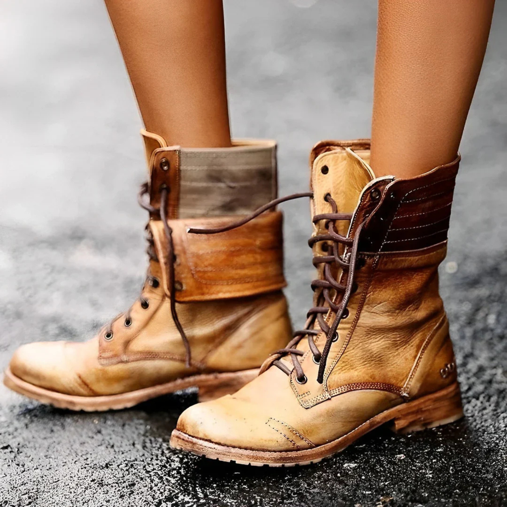 Amalia | Women's Retro Leather Lace-Up Ankle Boots Prescott Mode