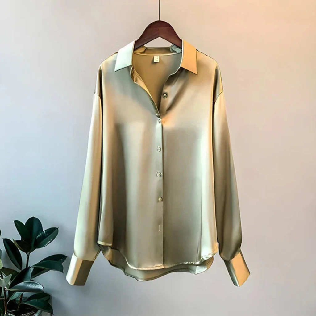 Women’s Satin Button-Up Blouse Prescott Mode