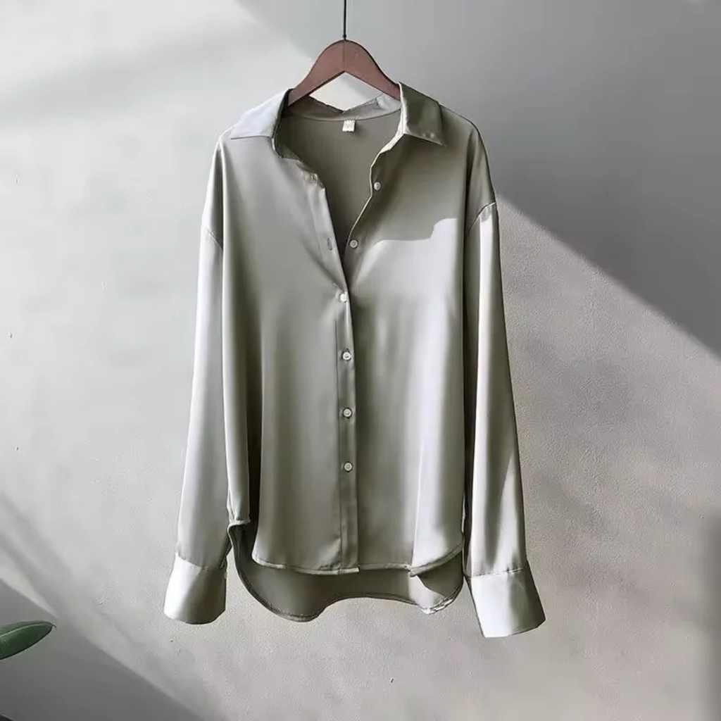 Women’s Satin Button-Up Blouse Prescott Mode