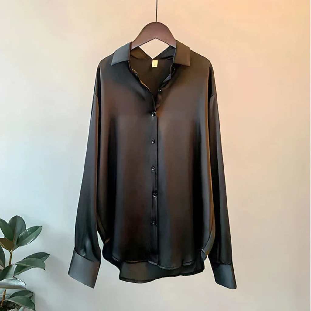 Women’s Satin Button-Up Blouse Prescott Mode