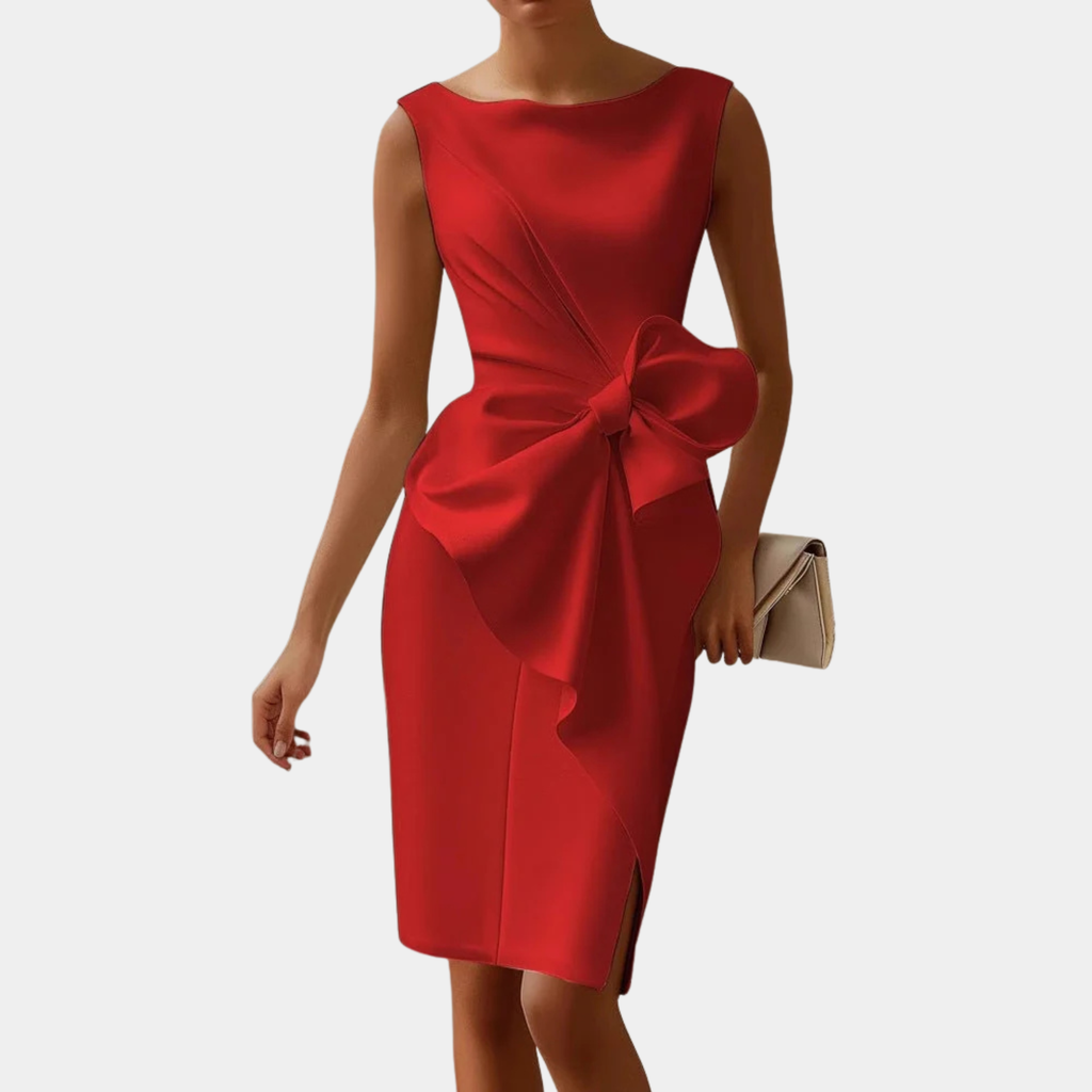 Women’s Sleeveless Bow Accent Midi Dress Prescott Mode
