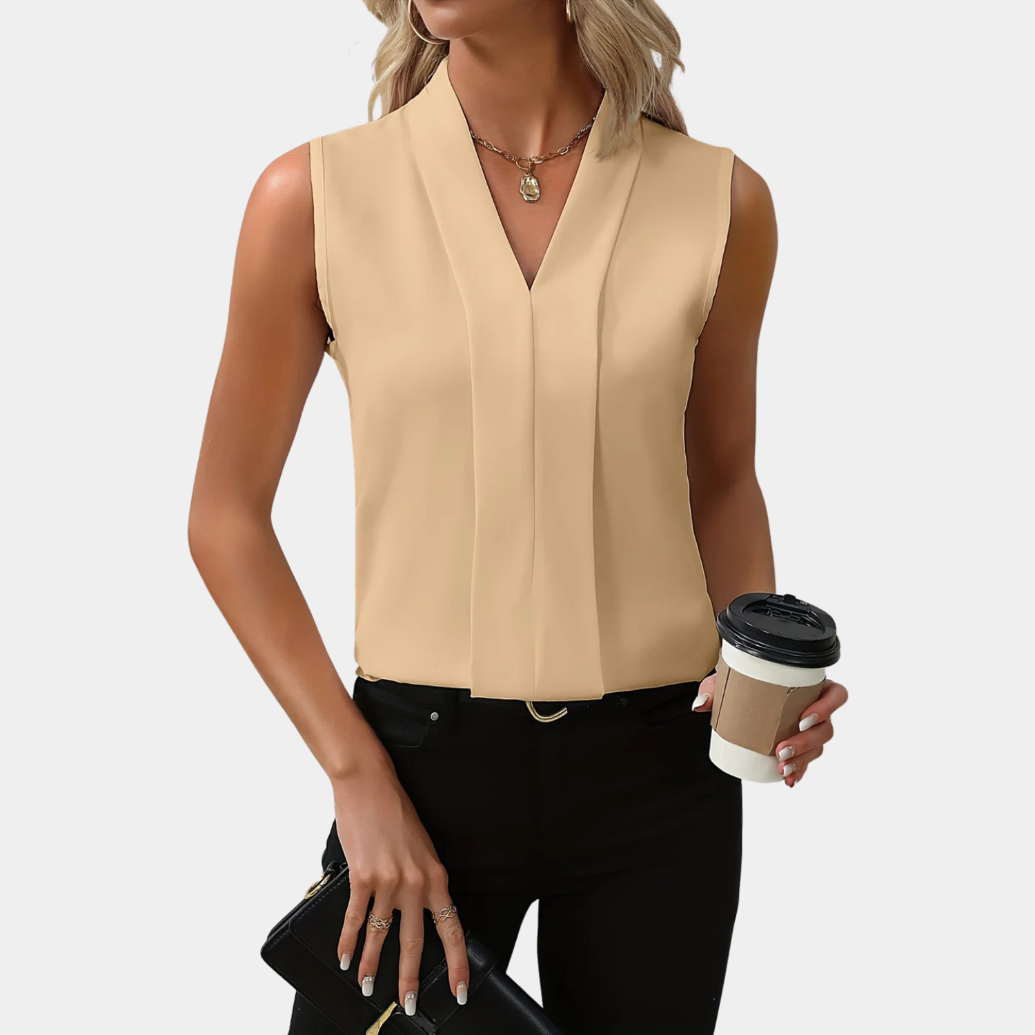 Women’s Sleeveless V-Neck Blouse Prescott Mode