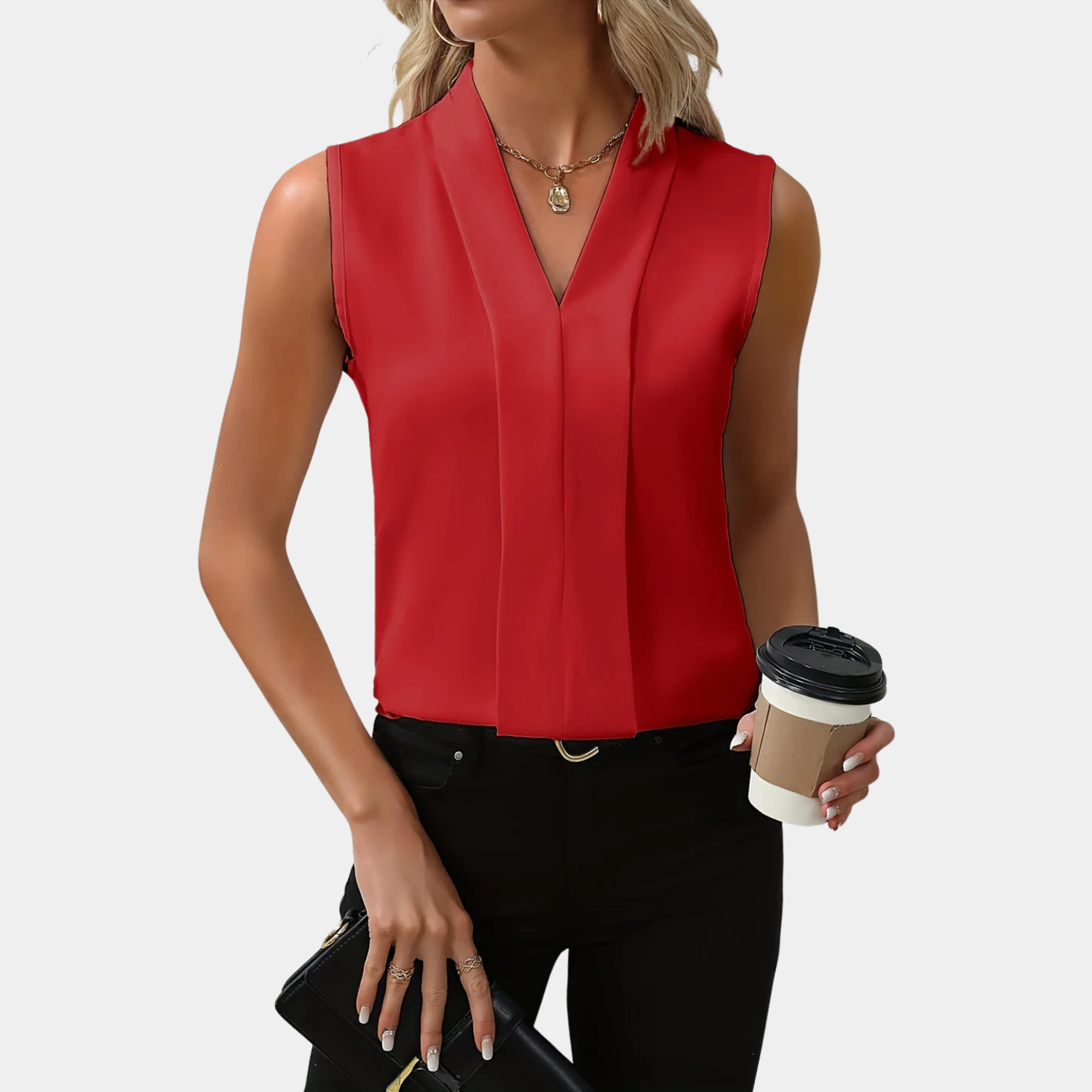 Women’s Sleeveless V-Neck Blouse Prescott Mode