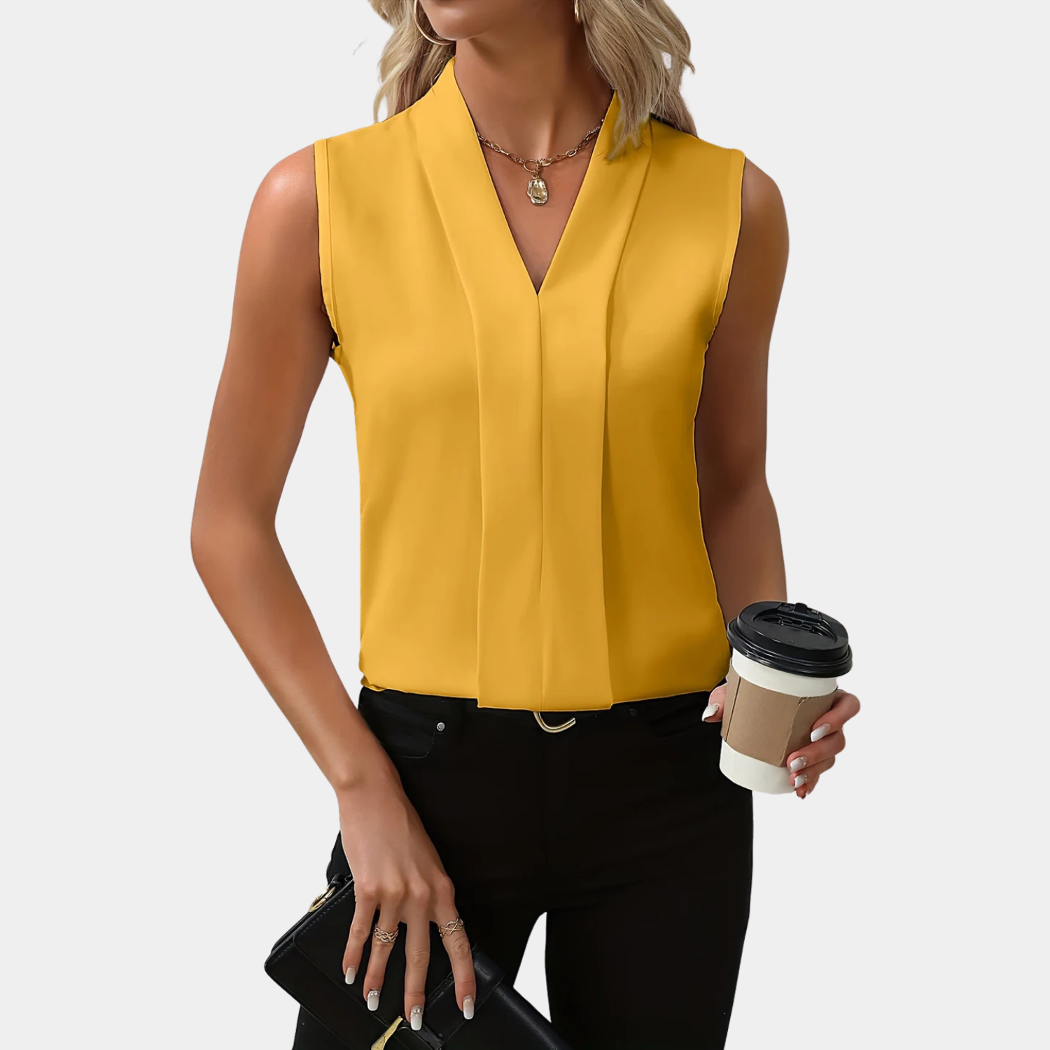Women’s Sleeveless V-Neck Blouse Prescott Mode