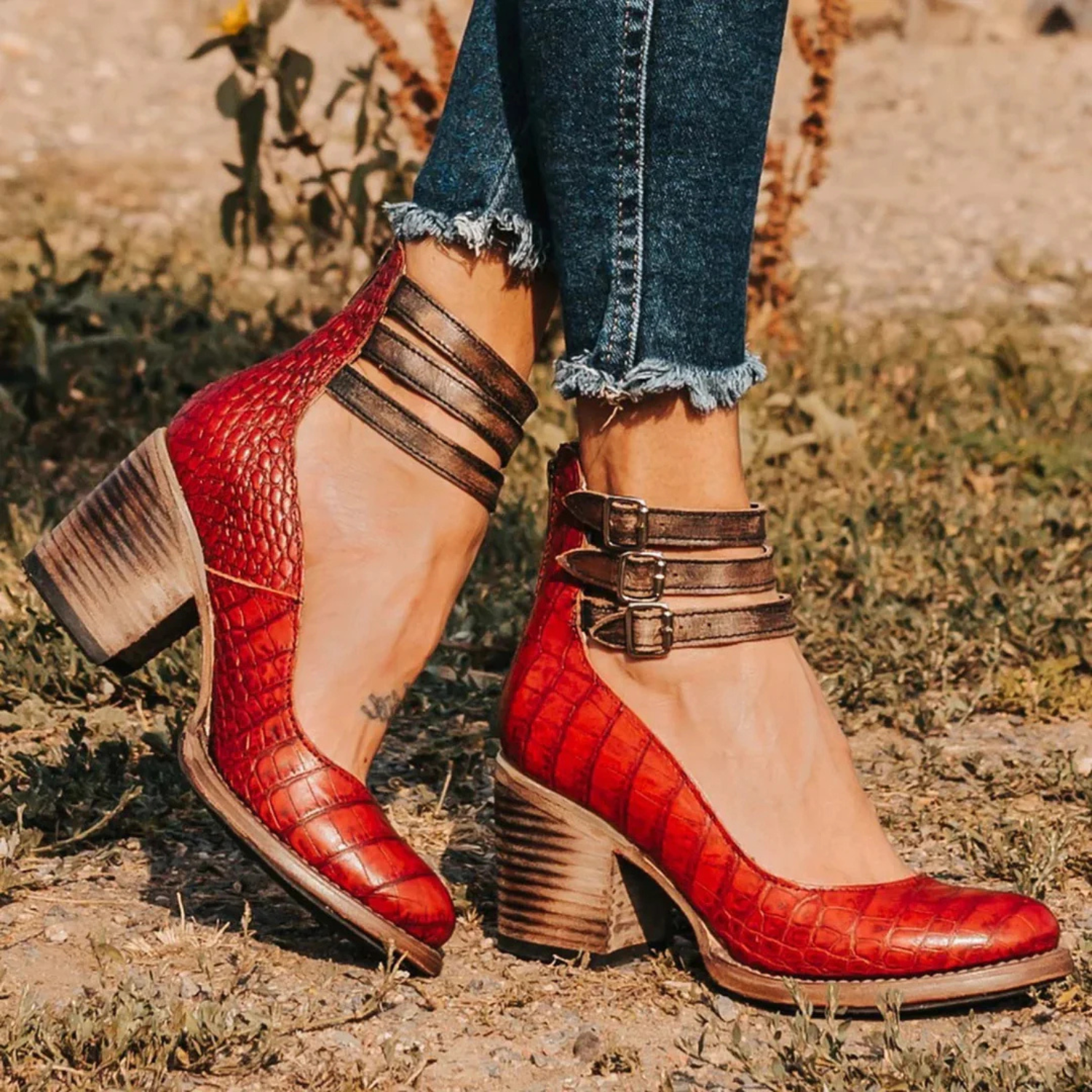 Women’s Vintage Leather Strap Sandals Prescott Mode
