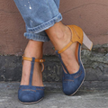 Women's Vintage Low Heel T-Strap Shoes Prescott Mode