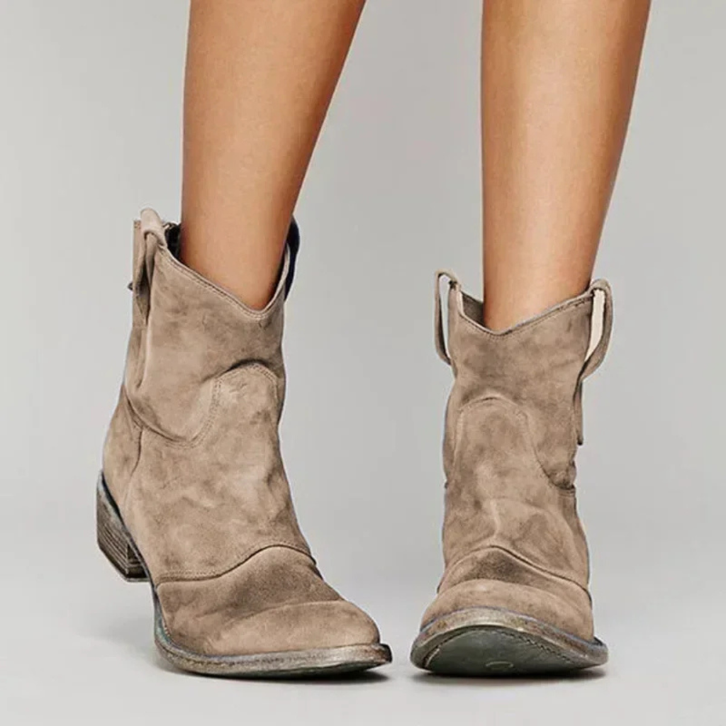 Women’s Vintage Suede Western Ankle Boots Prescott Mode