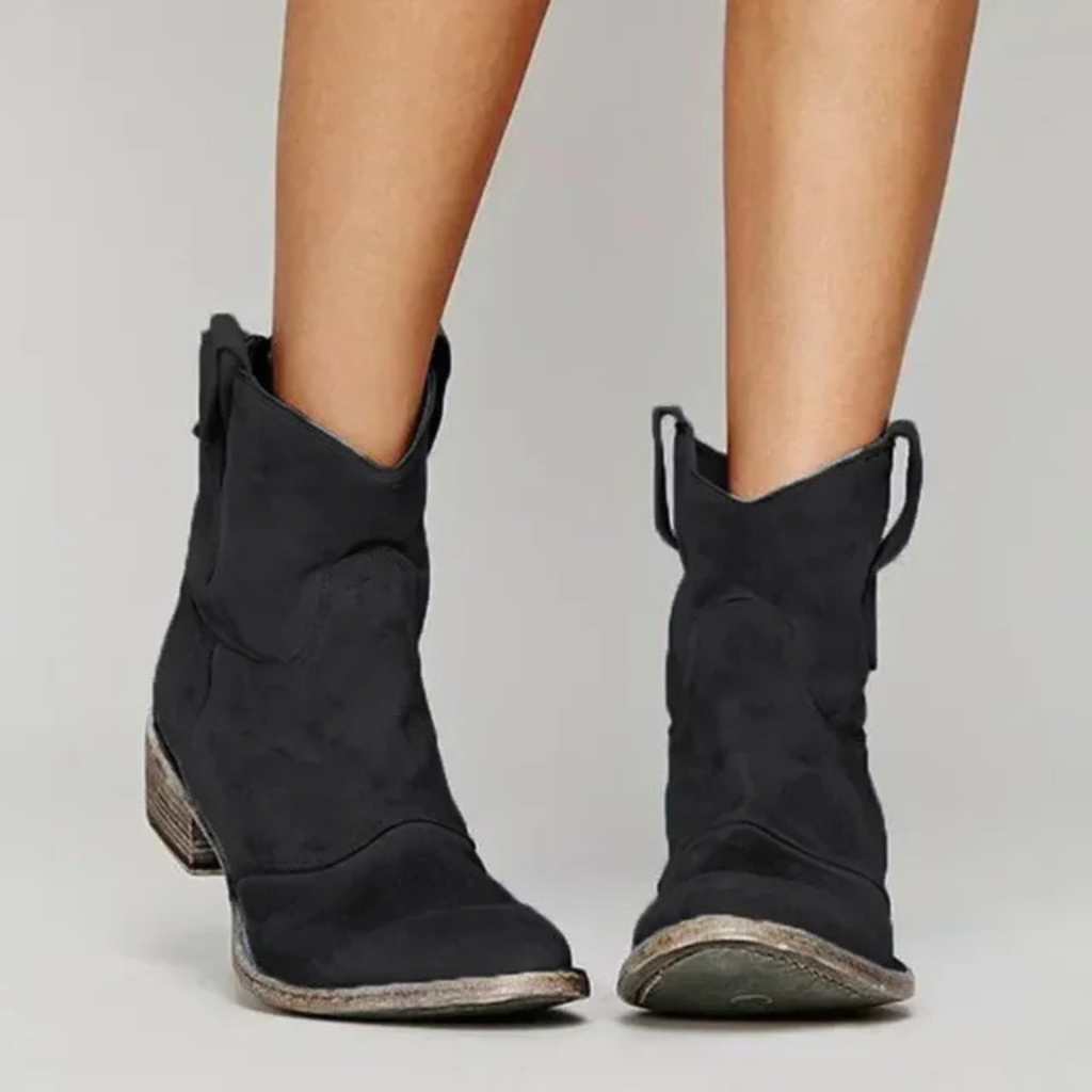 Women’s Vintage Suede Western Ankle Boots Prescott Mode
