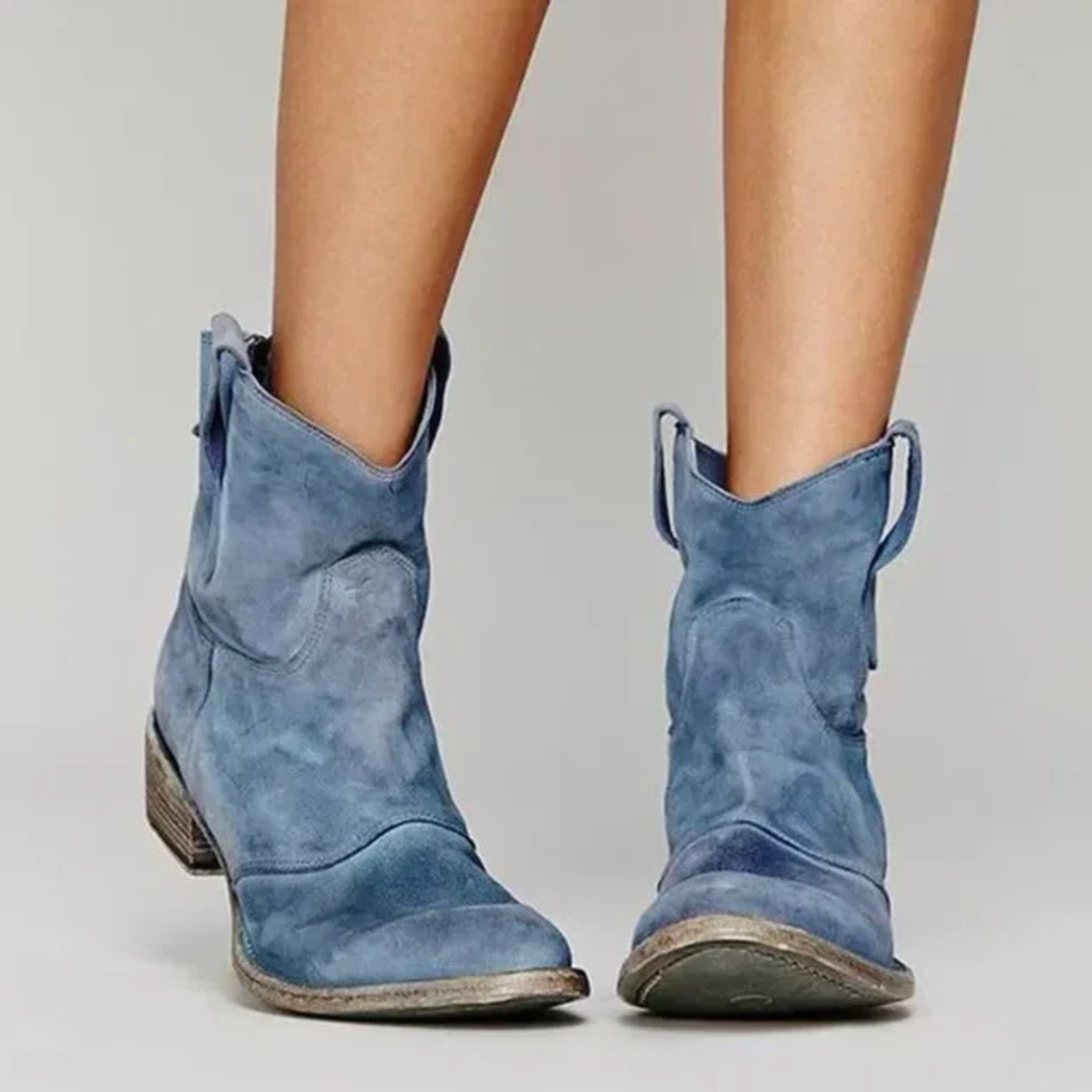 Women’s Vintage Suede Western Ankle Boots Prescott Mode