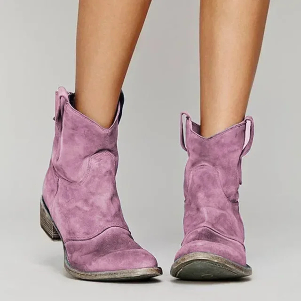 Women’s Vintage Suede Western Ankle Boots Prescott Mode