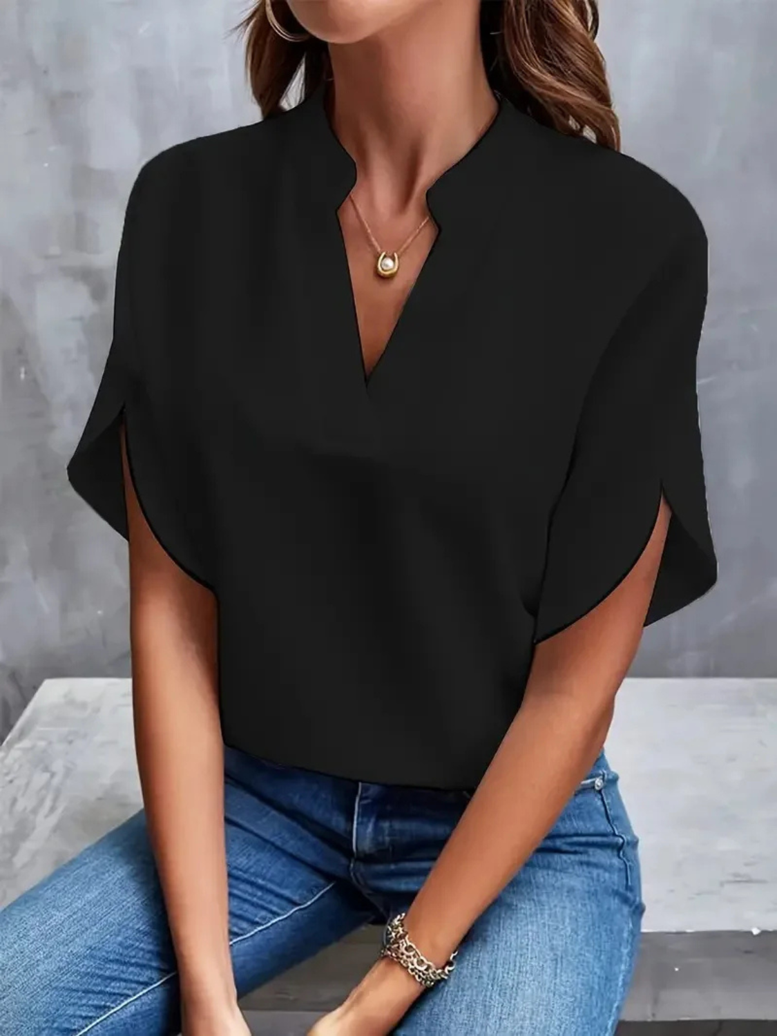 Women's elegant V-Neck Top Prescott Mode