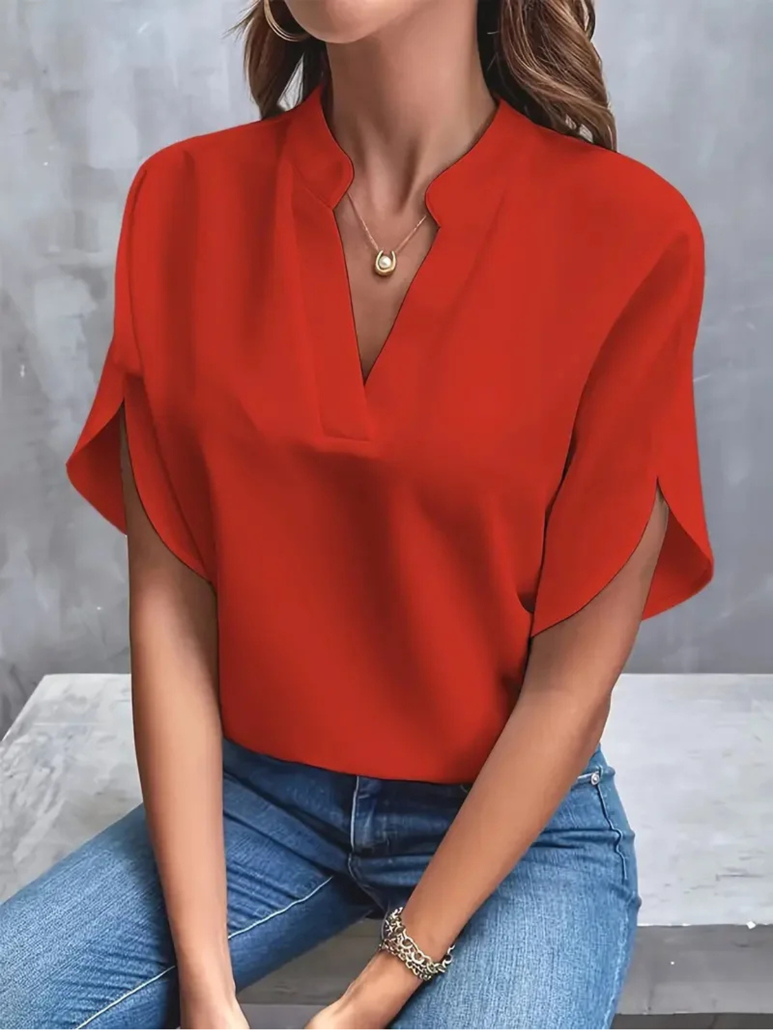 Women's elegant V-Neck Top Prescott Mode