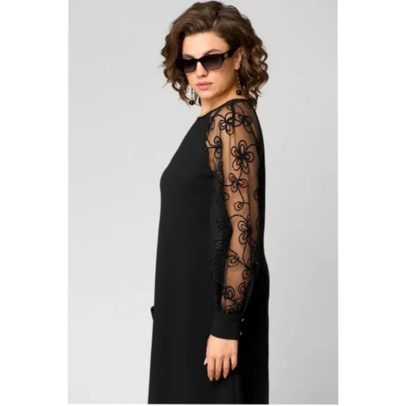 A-Line Dress Lace Sleeves Round Neck Knee Length
