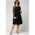 A-Line Dress Lace Sleeves Round Neck Knee Length
