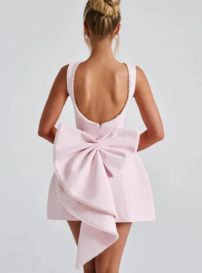 Boho A-Line Mini Dress Sleeveless Beaded Neckline