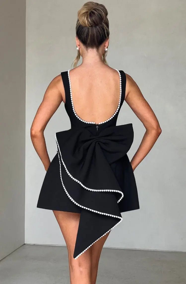 Boho A-Line Mini Dress Sleeveless Beaded Neckline