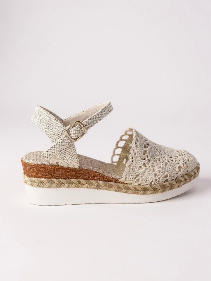 Boho Crochet Platform Sandals Women's Woven Ankle Strap