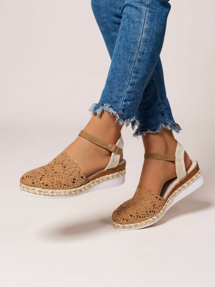 Boho Crochet Platform Sandals Women's Woven Ankle Strap
