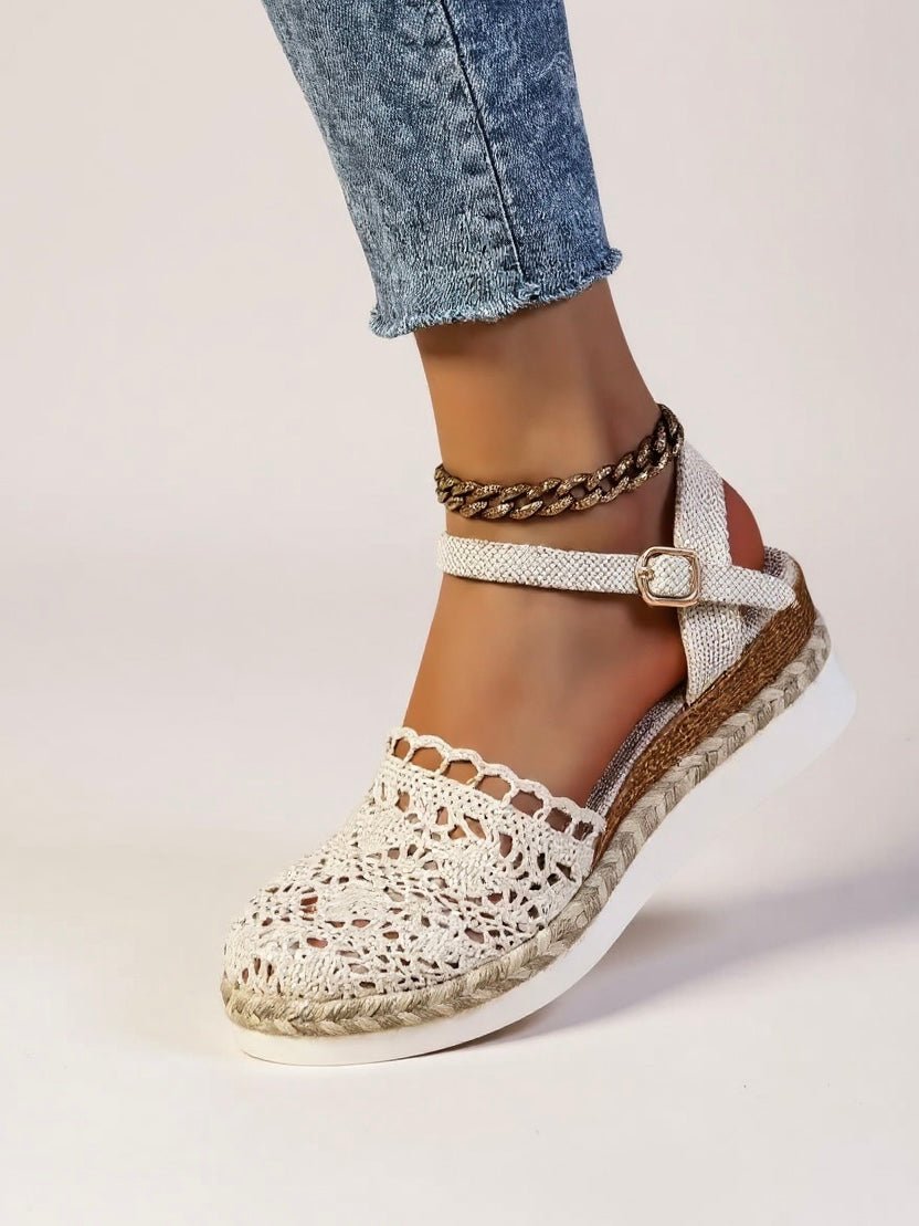 Boho Crochet Platform Sandals Women's Woven Ankle Strap