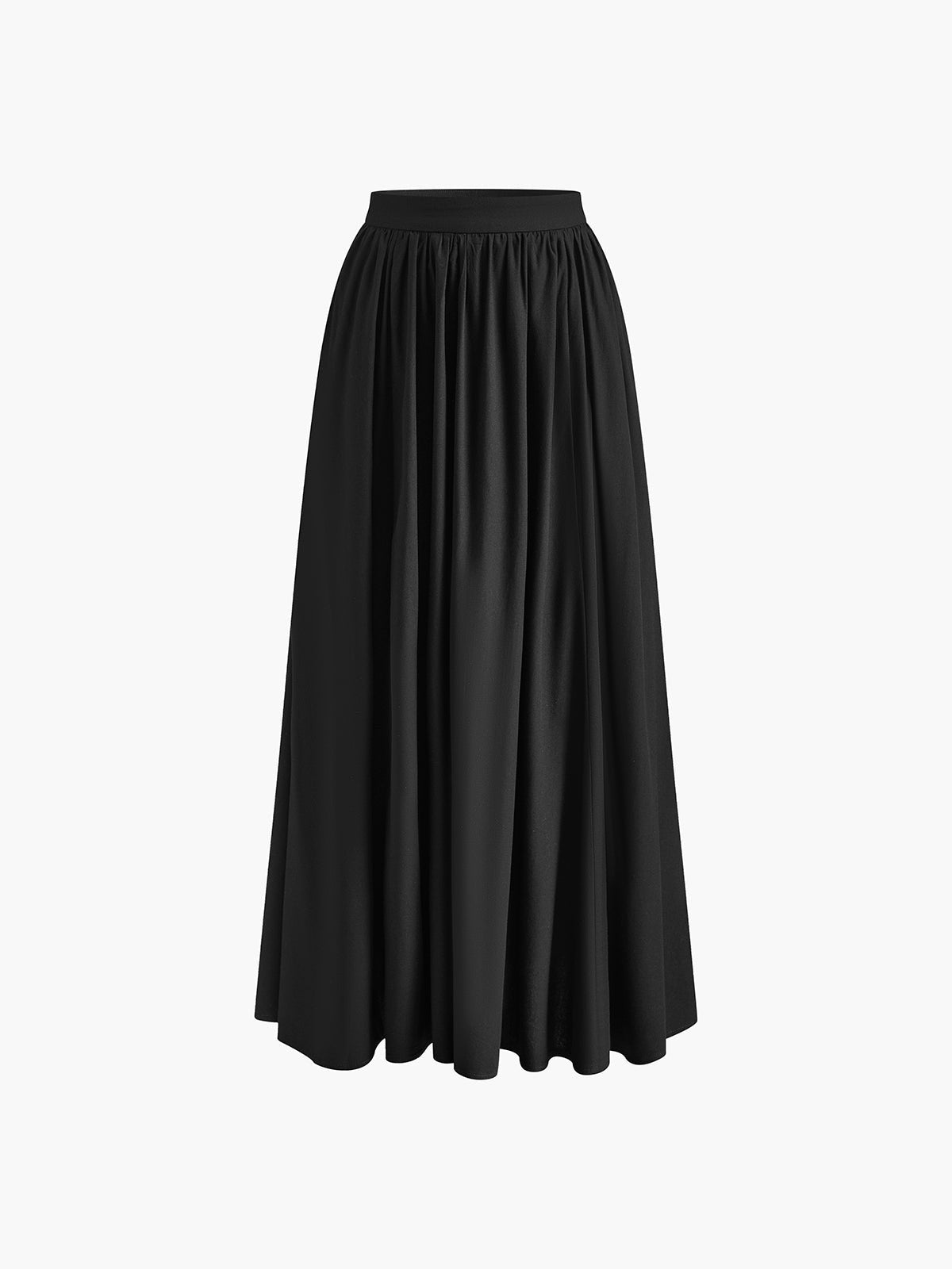 Boho High Waist Pleated A-Line Maxi Skirt with Pockets
