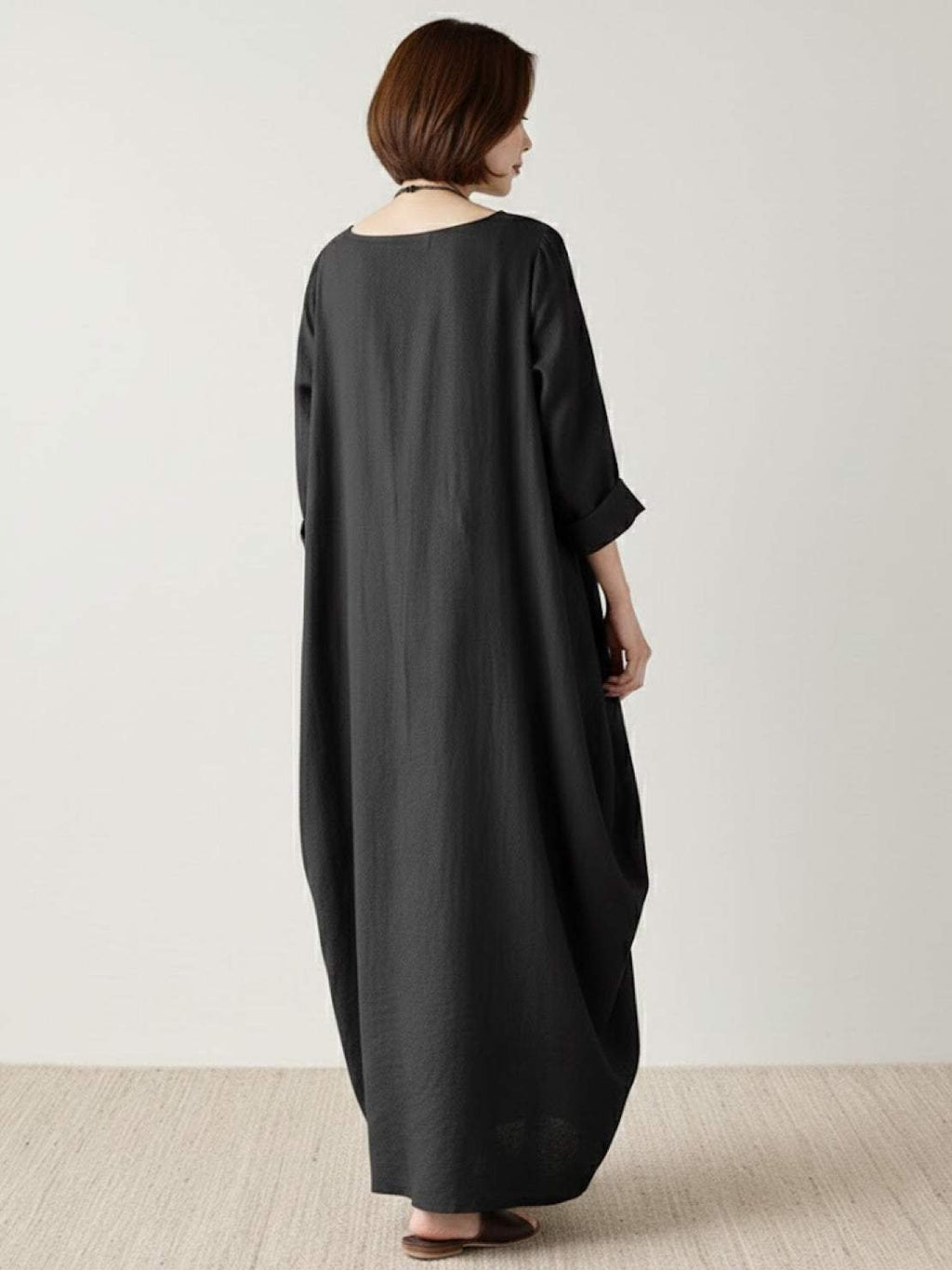 Boho Maxi Dress Oversized 3/4 Sleeve Batwing Floor Length