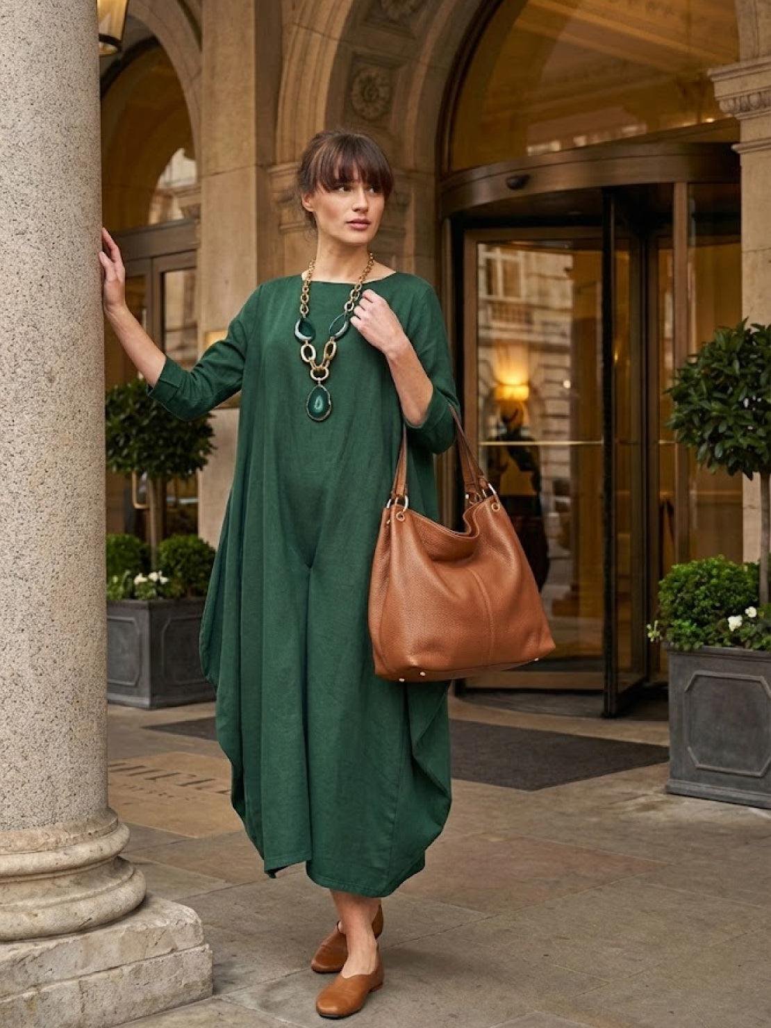 Boho Maxi Dress Oversized 3/4 Sleeve Batwing Floor Length