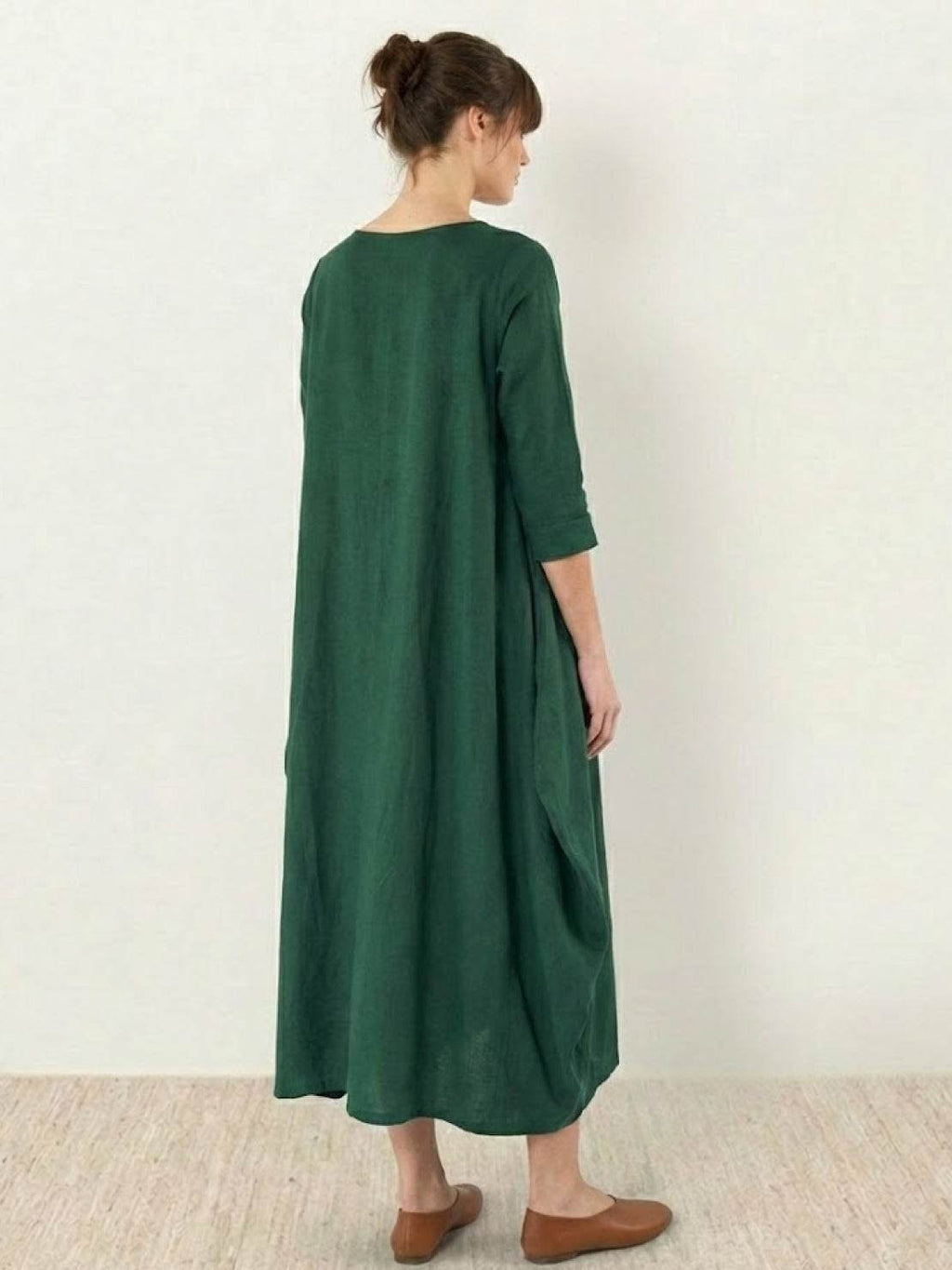 Boho Maxi Dress Oversized 3/4 Sleeve Batwing Floor Length