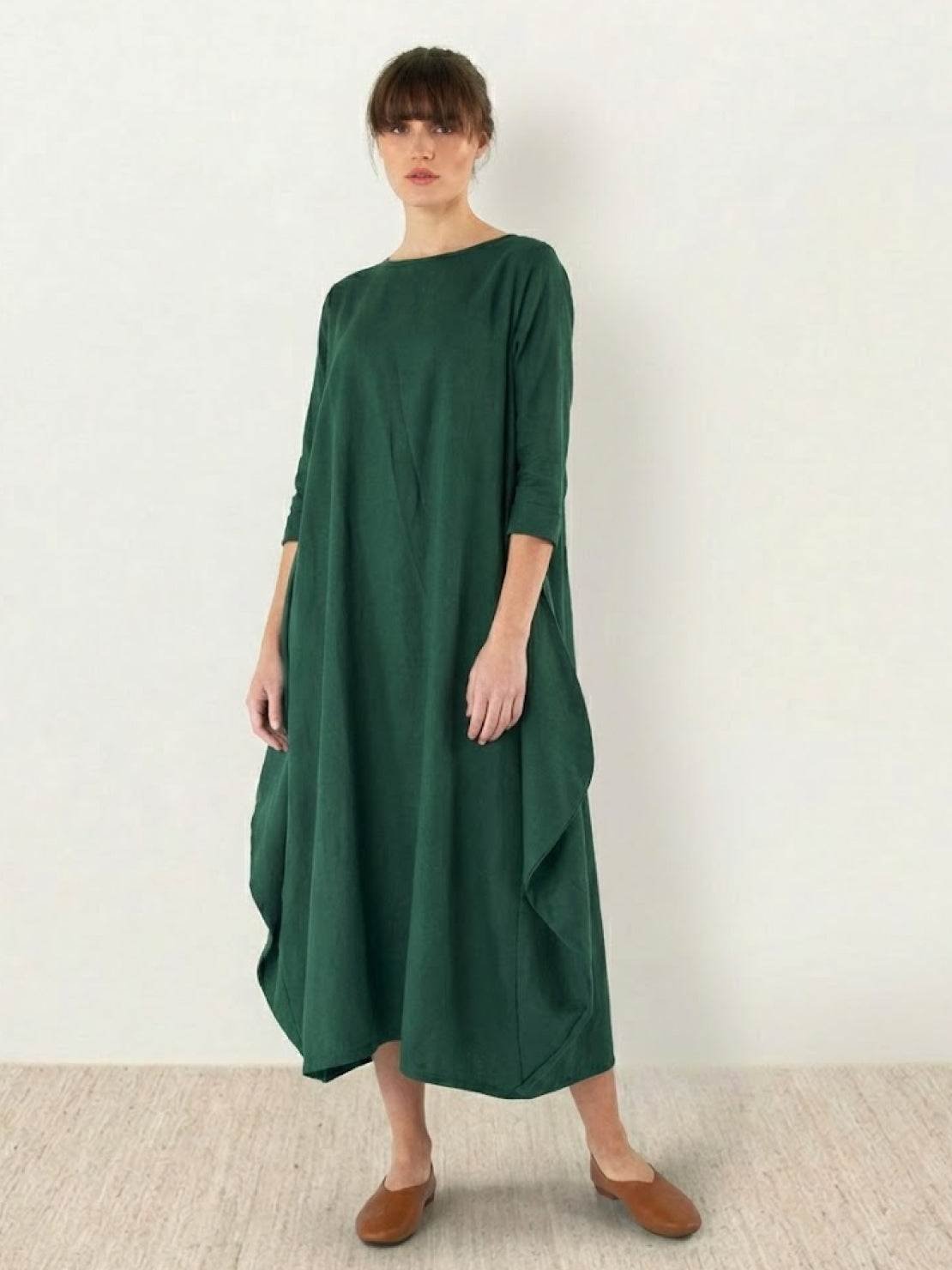 Boho Maxi Dress Oversized 3/4 Sleeve Batwing Floor Length