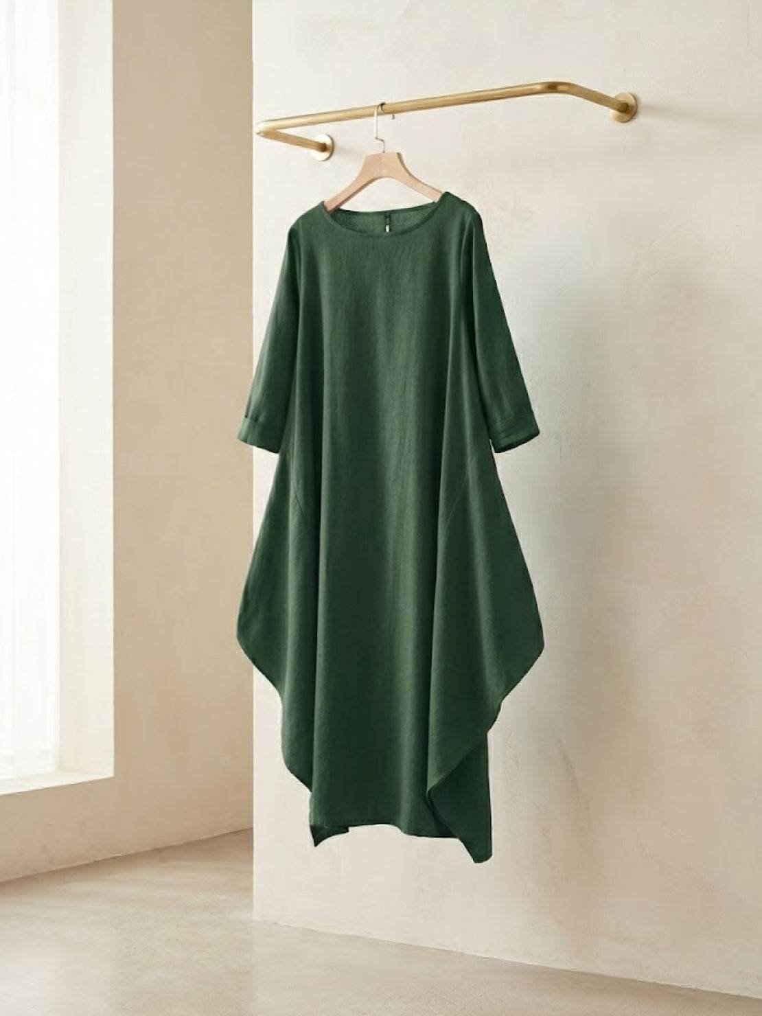 Boho Maxi Dress Oversized 3/4 Sleeve Batwing Floor Length