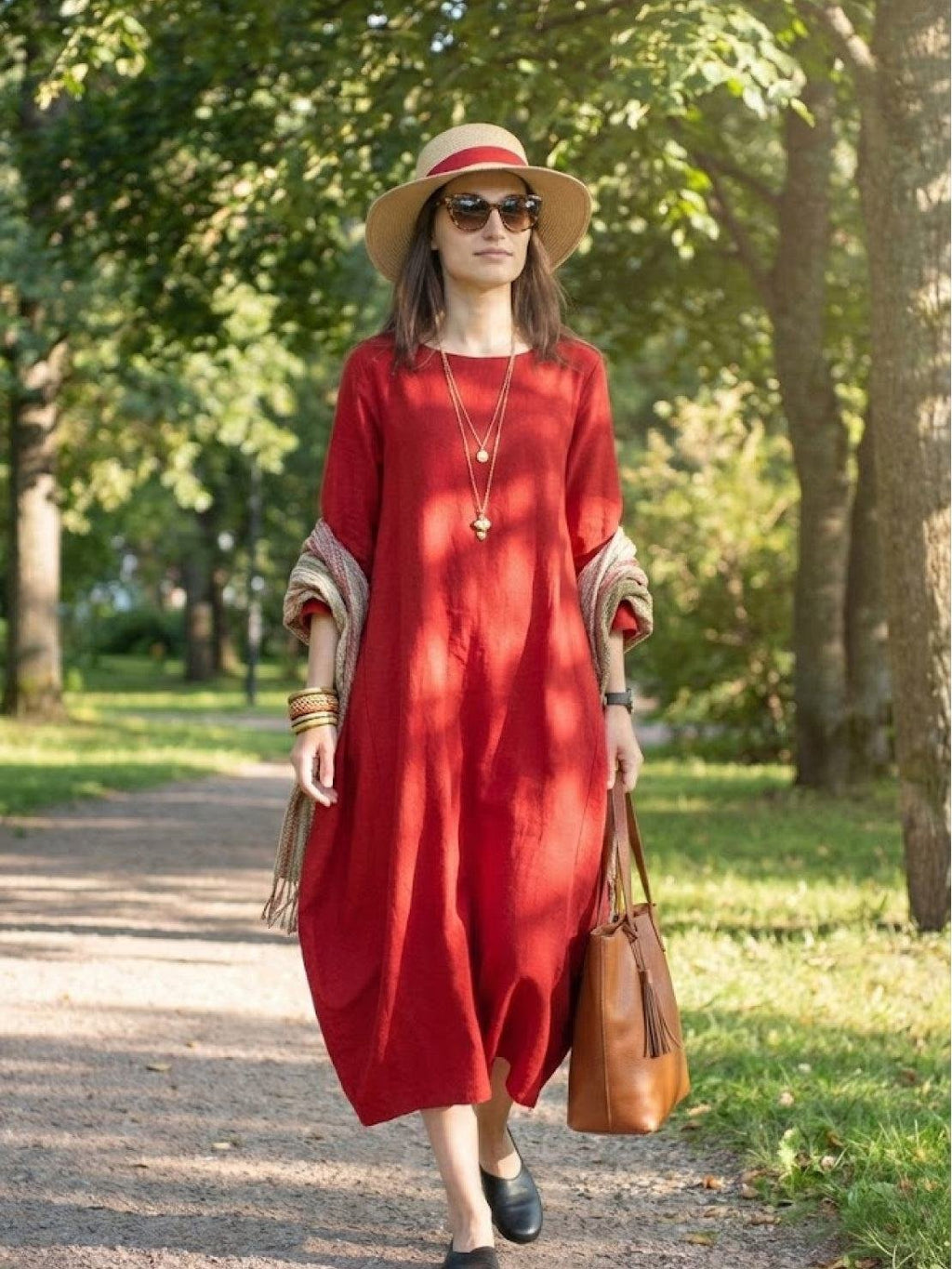 Boho Maxi Dress Oversized 3/4 Sleeve Batwing Floor Length