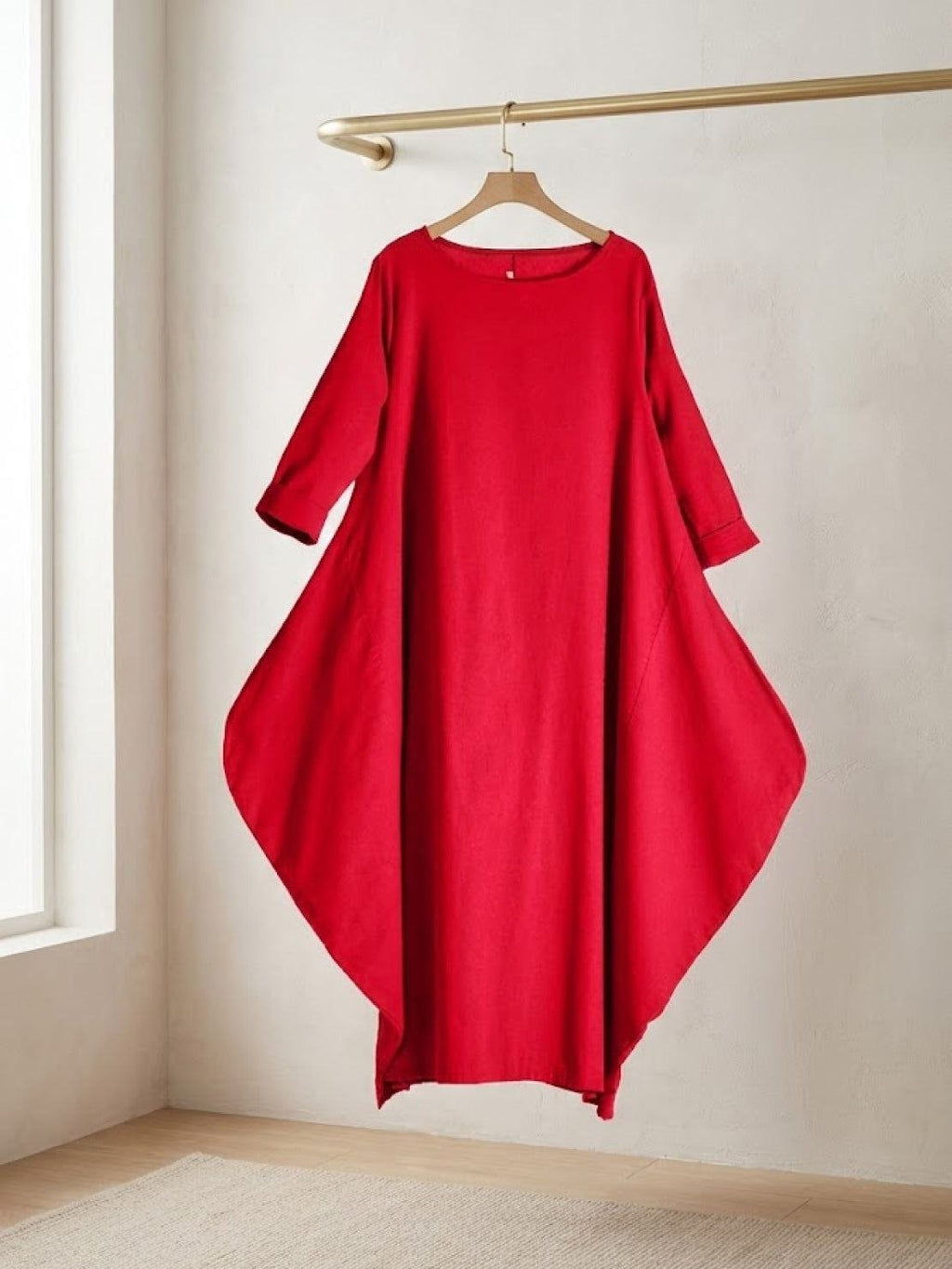 Boho Maxi Dress Oversized 3/4 Sleeve Batwing Floor Length