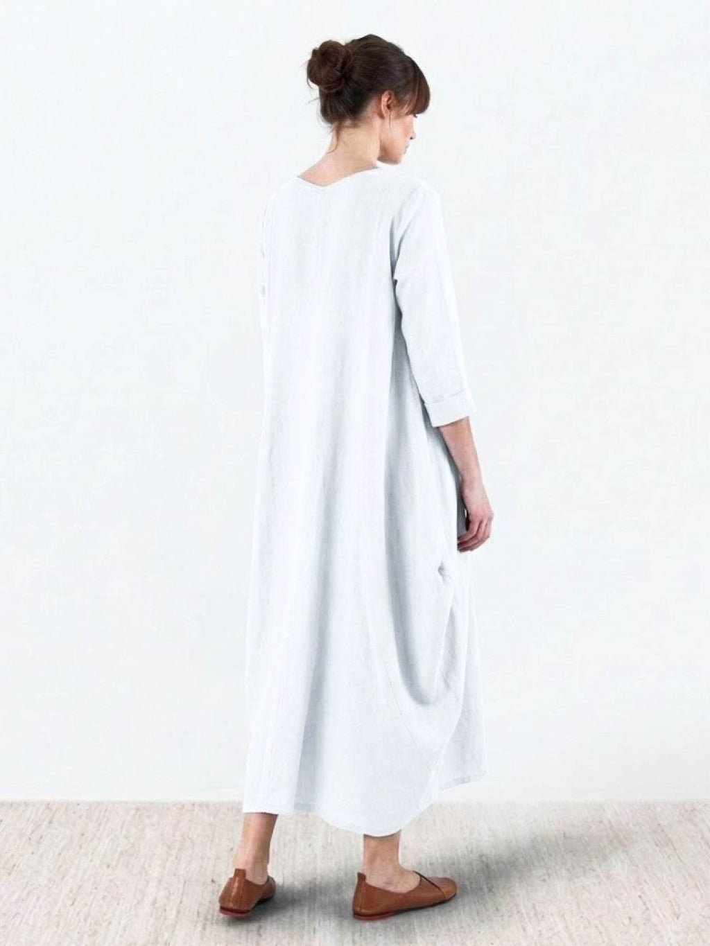 Boho Maxi Dress Oversized 3/4 Sleeve Batwing Floor Length
