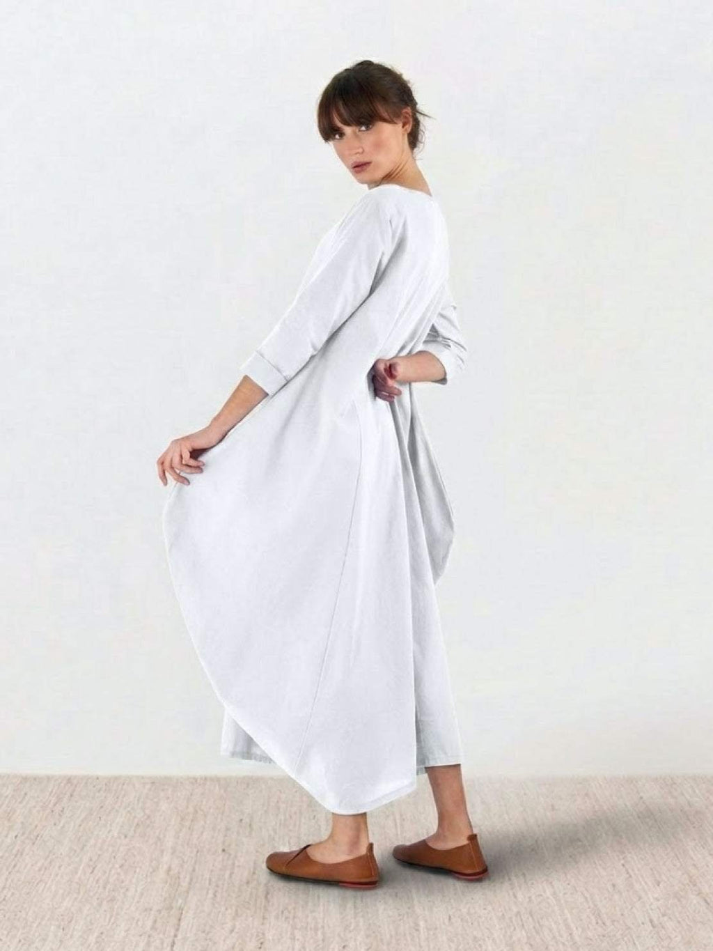 Boho Maxi Dress Oversized 3/4 Sleeve Batwing Floor Length