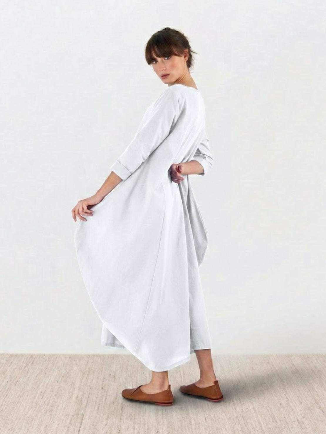 Boho Maxi Dress Oversized 3/4 Sleeve Batwing Floor Length
