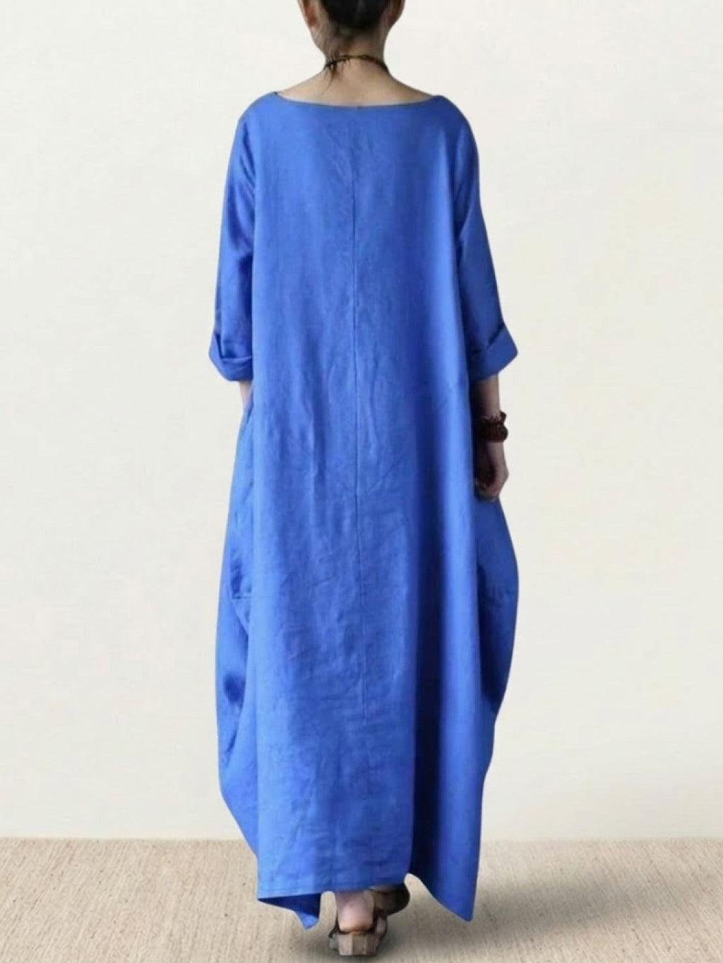Boho Maxi Dress Oversized 3/4 Sleeve Batwing Floor Length