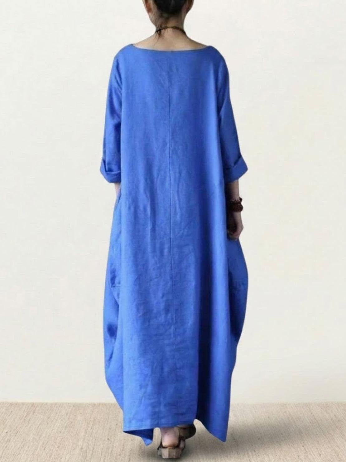 Boho Maxi Dress Oversized 3/4 Sleeve Batwing Floor Length