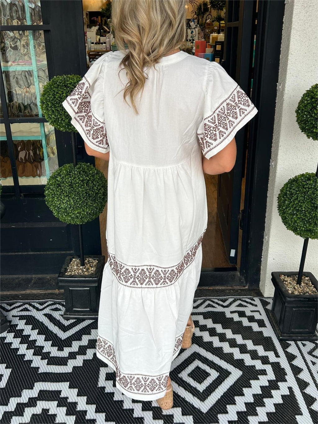 Boho Maxi Dress V-Neck Flowy Loose Fit Tummy Control