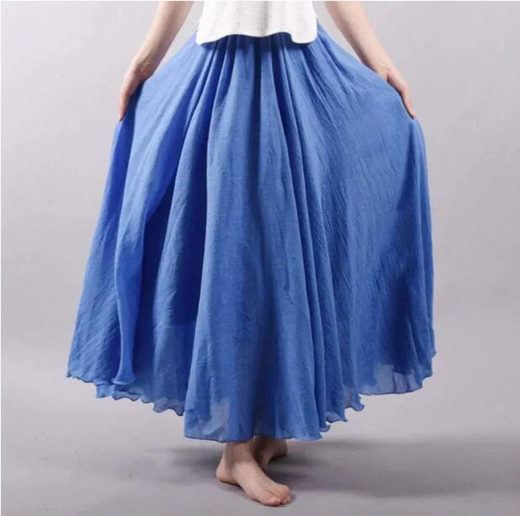 Boho Maxi Skirt High Waist Flowy A-Line
