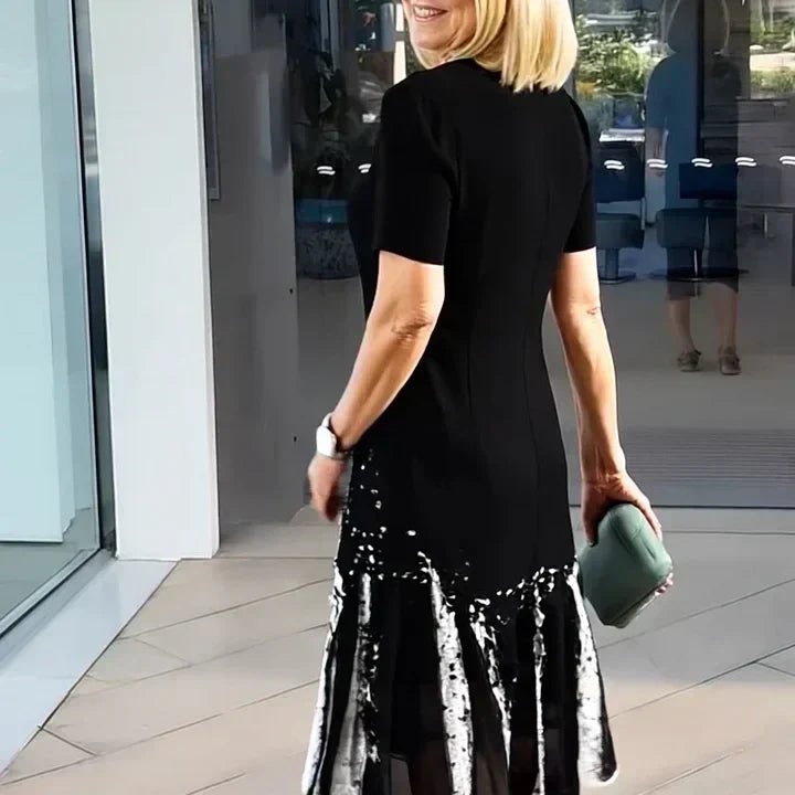 Boho Midi Dress Short Sleeve A-Line Print