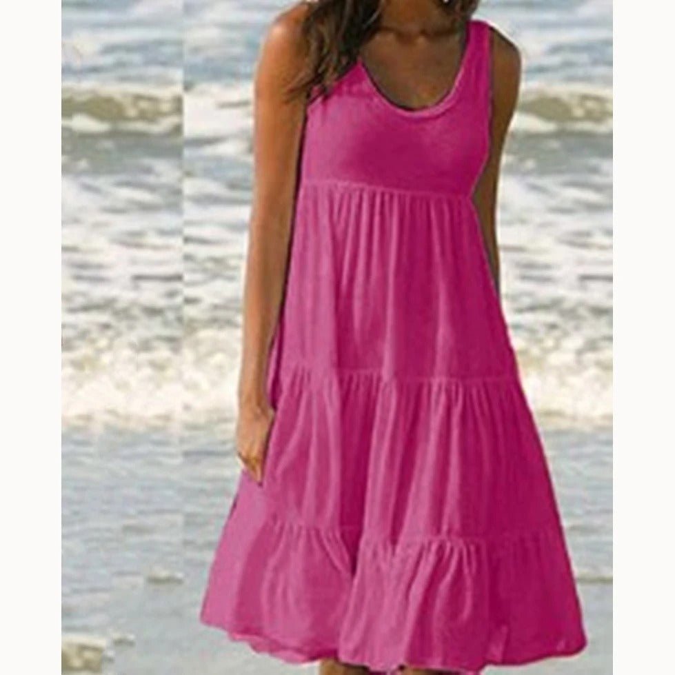 Boho Midi Dress Sleeveless Tiered Ruffle Summer