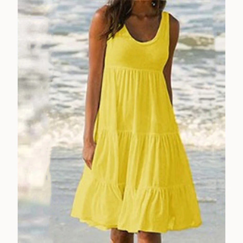 Boho Midi Dress Sleeveless Tiered Ruffle Summer