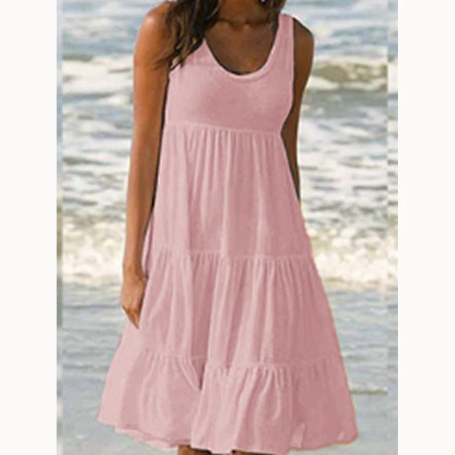 Boho Midi Dress Sleeveless Tiered Ruffle Summer
