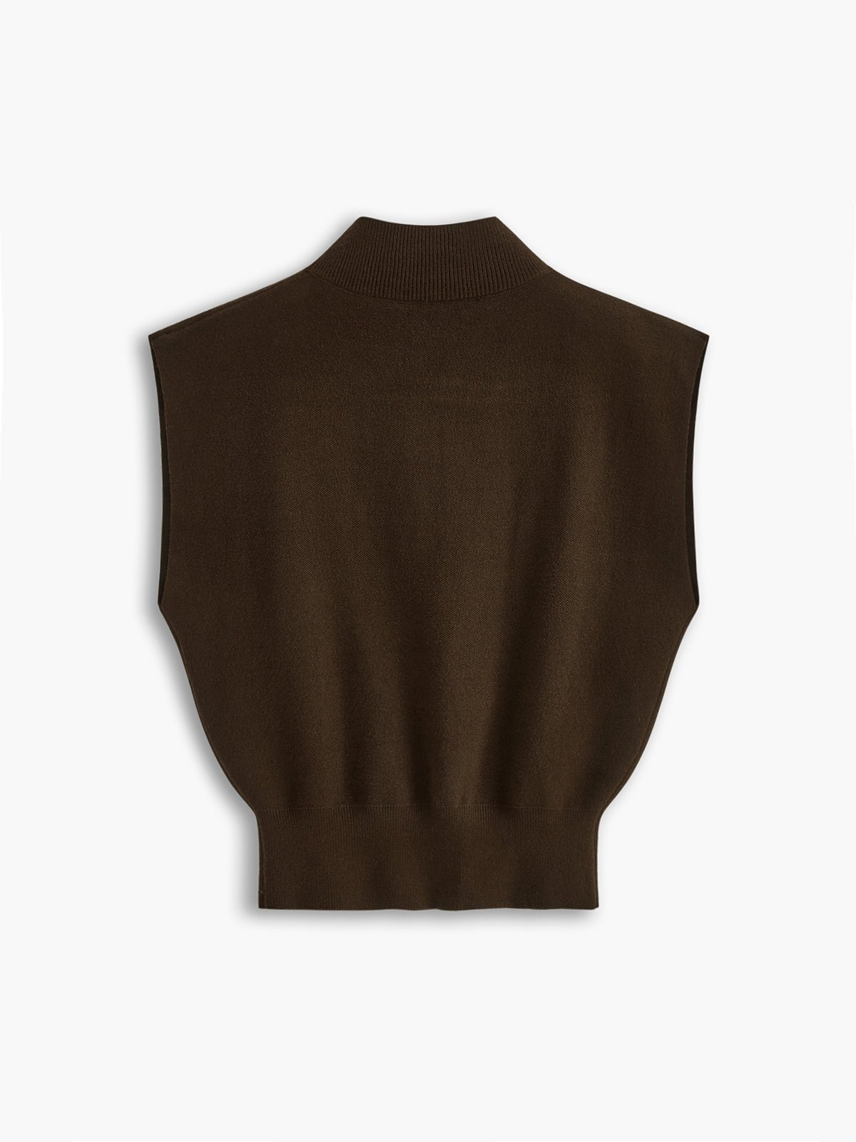 Cargo Style Mock Neck Sleeveless Top Padded Shoulder
